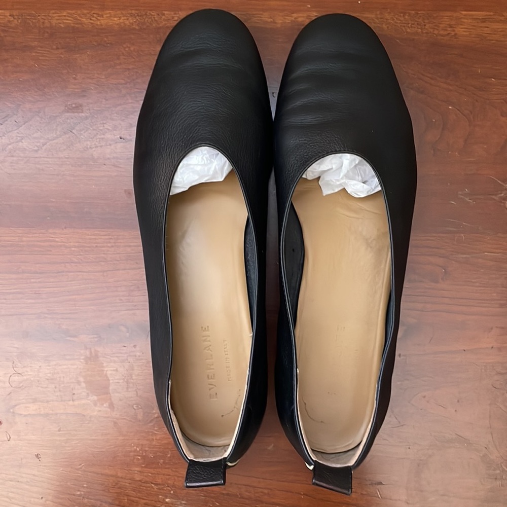 Everlane Italian leather ballerina flats, black, size 9